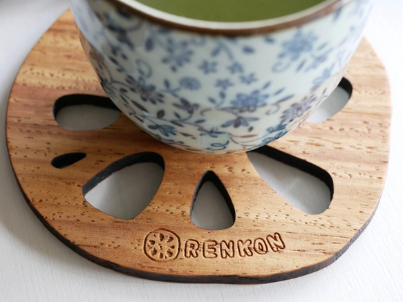 ウッドコースター【レンコン】小サイズ　5枚セット